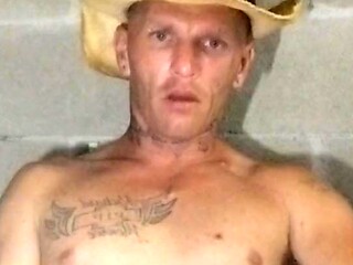 Cowboy baby's big hard dick solo jerk-off session
