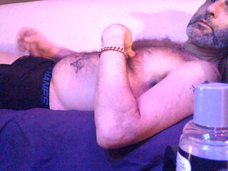 Mature Hairy Italian Man ejaculates sperm on the couch
