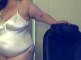 Big-Titted BBW Granny on Webcam in Satin Body Suit