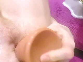 Sloppy big dildo anal with lots of gaping