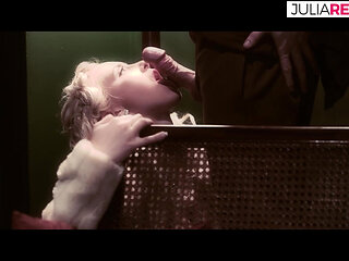 Blonde bitch gags on a monster cock then gets fucked to a mouth cumshot