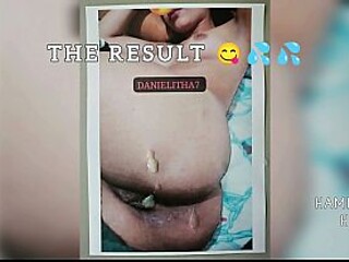 German amateur babe masturbates with big dick before swallowing massive load