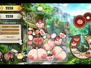 Hentai game babe gets her squirt on while pulled by an anal plug