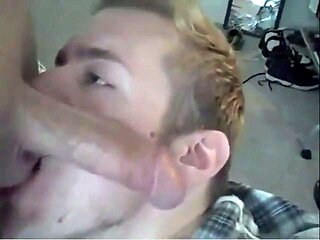 Twink Sucks Big Cock, Amateur Blowjob with CIM and Swallow