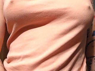 Touching and massaging my tits