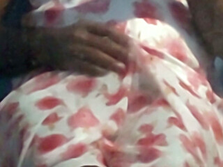 Shemale masterbate and cum wearing a silk seethrough fleard chiffon floral skirt