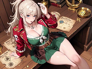 Blonde Goddess Lounging in Sun-drenched Ship Quarters, Hip-checking and Skirt-lifting for Pure Heat