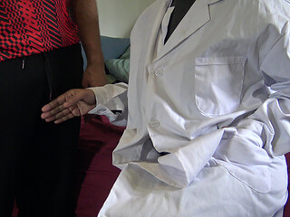 Older man with a very hairy cock touched by perverted nurse