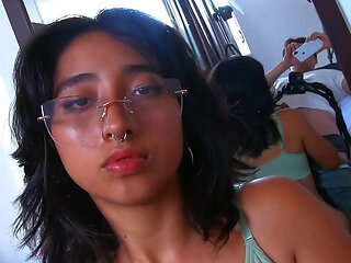 School Tattoed Babe Giving Blowjob