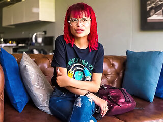 Petite Redhead Latina Teen Stretched By Big Cock In Fake Job Interview