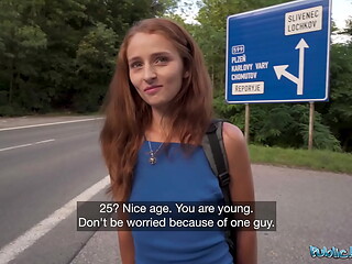 Public Agent Hitchhiking redhead loves my big dick
