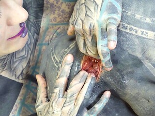 Inked babe Anuskatzz fists Lily Lus ass