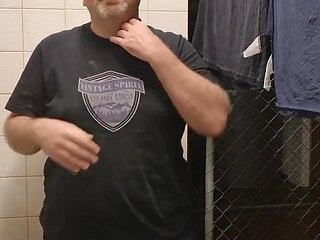 Chubby Daddy Bear Get Naked in the Laundry Room