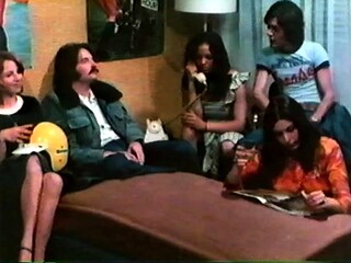 Vintage group sex with two brunettes