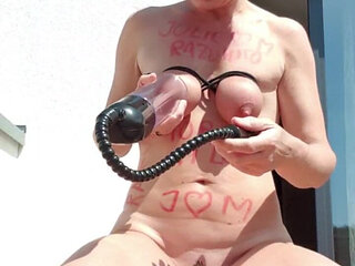 Julie Spanking Titts and Pussy Outdoor