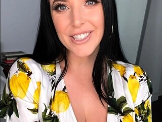 Busty curly brunette with big boobs fucks on couch