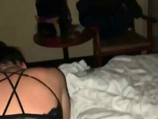 Wife reverse cowgirl riding my cock in lingerie
