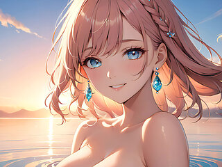 Pastel Reflections: a Beautiful Young Woman with Soft Skies in Her Eyes