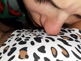 I Cum in My Girlfriend's Mouth Through Her Leopard Panties