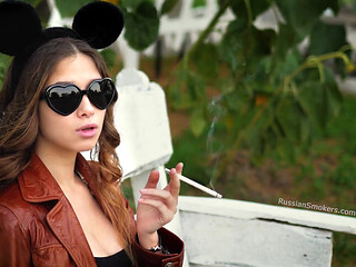 Sensual Russian Angel Smoking Cigarette in Sunlight
