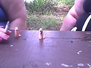 We 2 big gals show you how we would smoke on your cock