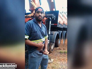 Masturbating on the Construction Site behind the Truck