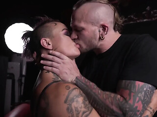 Depraved goth slut gets shaved and humiliated