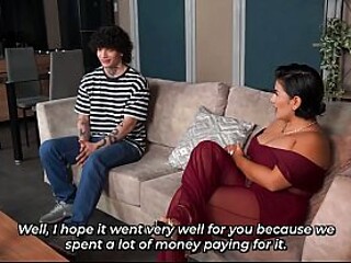 Busty stepmom teaches her stepson how to be a better student