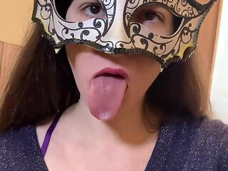 Russian Talkative Cutie in Stockings and Heels Dancing Striptease