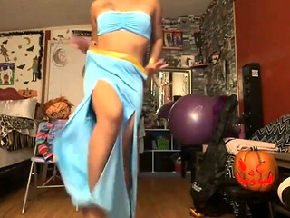 Princess Tsjade Stripdances in Halloween Costume