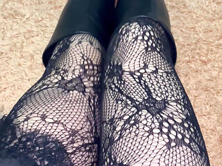 Playing with My Legs in Sexy Stocking and Boots