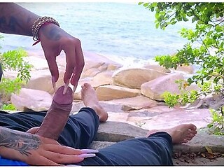 Surprise Ejaculation Handjob On The Beach