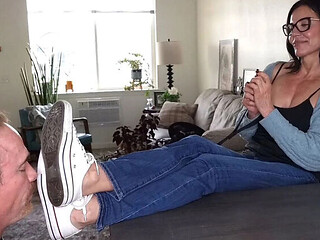 GoddessZephy Makes Slave Lick Dog Shht Off Her Sneaker Soles