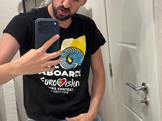 Hot Stepdaddy Jerking off Like Crazy in Public Bathroom