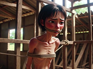Extremely Skinny Girl in Bondage - Desperate in Brazilian Construction Site