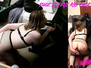 SissyCDMish - sissy slut with pink cage fucks her ass so good