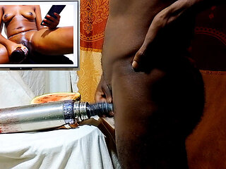 Male masturbation while watching female pussy masturbating, I fucked water bottle and felt like real pussy! So wet and hot pussy