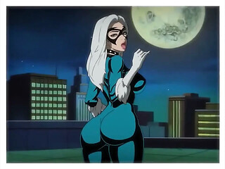 Spider-Man filled Black Cat's tight pussy and deep-throated her cream