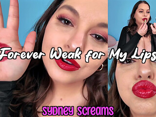 Forever Weak for My Lips - Seductress Sydney Screams Applies Red Lipstick Before Covering You with Her Lipstick Kiss Marks