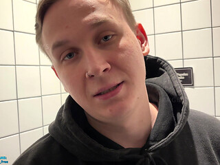 I Caught Straight Guy Jerking Off in Public Toilet and He Fucked me Rough