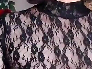 Brunette in Sexy Tight Lace Top