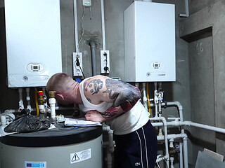 Stepmom and stepsister seduce young bro in the boiler room