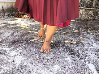 Desi Girl in Skirts, Getting Completely Nude Outdoor