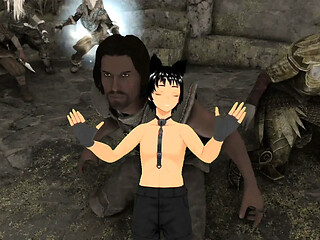Skyrim B and L - Having a fun time near a fireplace and a threesome!