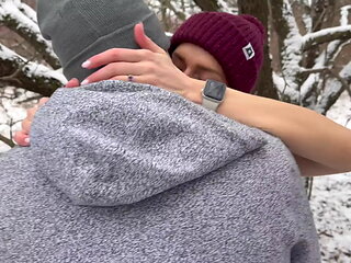 Wife gets Huge Public Double Creampie in Snow Storm from Husband and Friend /...