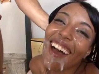 Hot mulatto woman moaning and cumming while spitting: Blowjob, Doggy  Cowgirl Porn