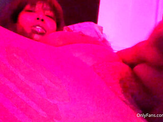 Horny Ebony Busty Slot Stuffs Her Pussy with Huge Dildo