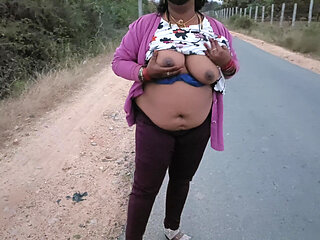 Bike riding boobs showing in public