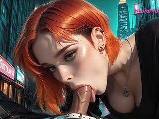 Public AI anime fantasy as the big-titted beauty gets pounded in city alleyway