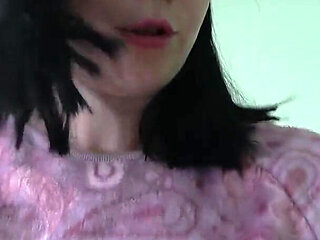 Anna in a Fluffy Sweater Gives a Blowjob and Cums